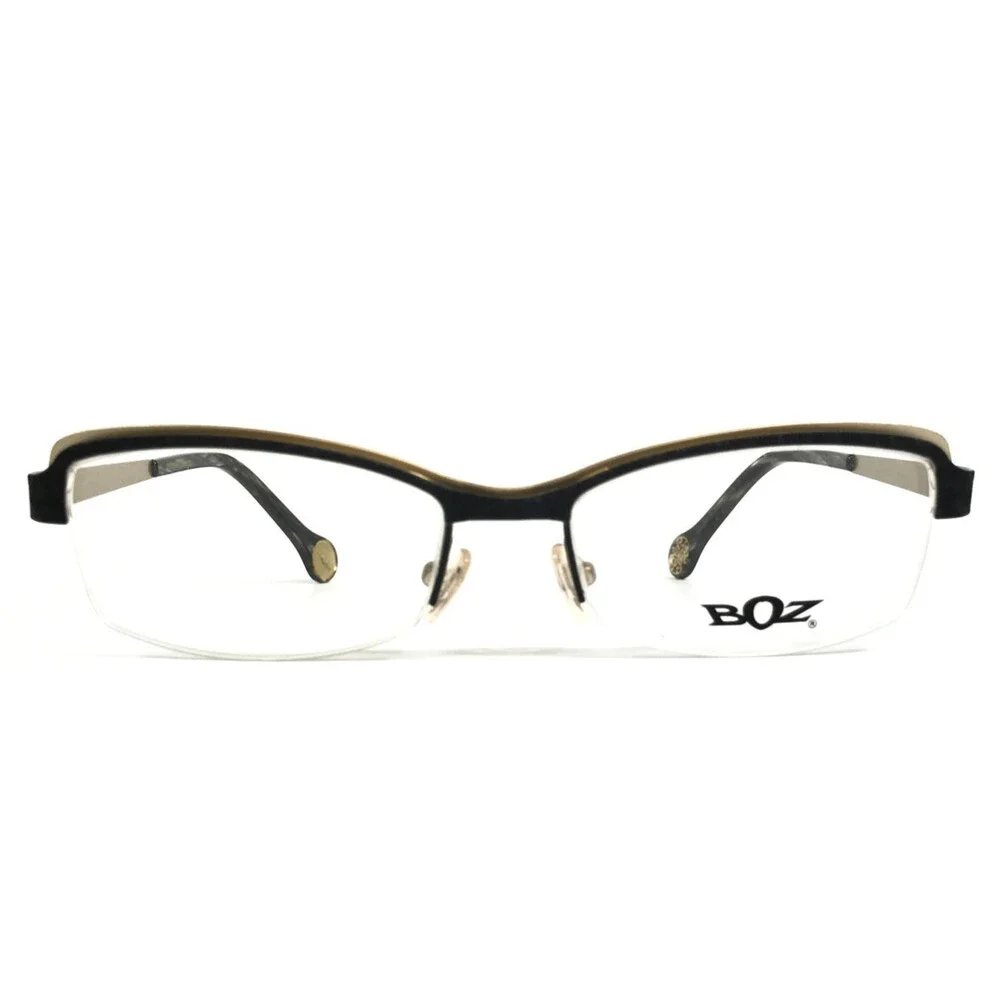 BOZ Eyeglasses Frames VIOLET 0050 Black Gilded Gold Cat Eye 53-17-140